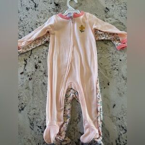 Two pack of baby girl footed pajamas